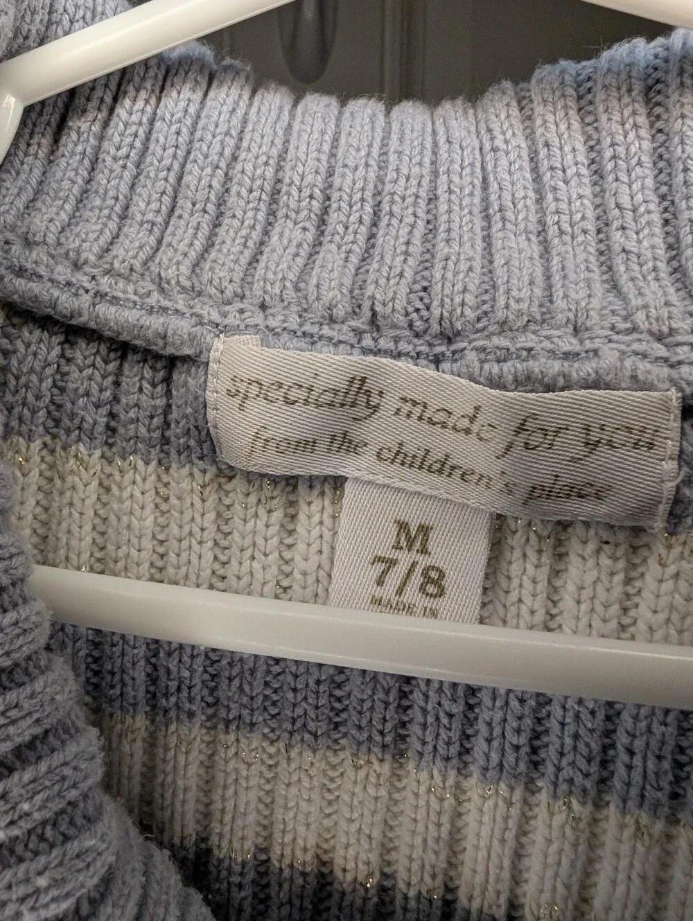 The Children's Place Grey White Metallic Holiday Sweater Girls Size M 7/8
